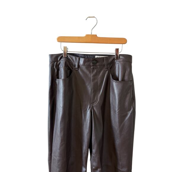 Rag & Bone Harlow Straight Leg Faux Leather Pants Dark Brown 32 - Picture 3 of 8